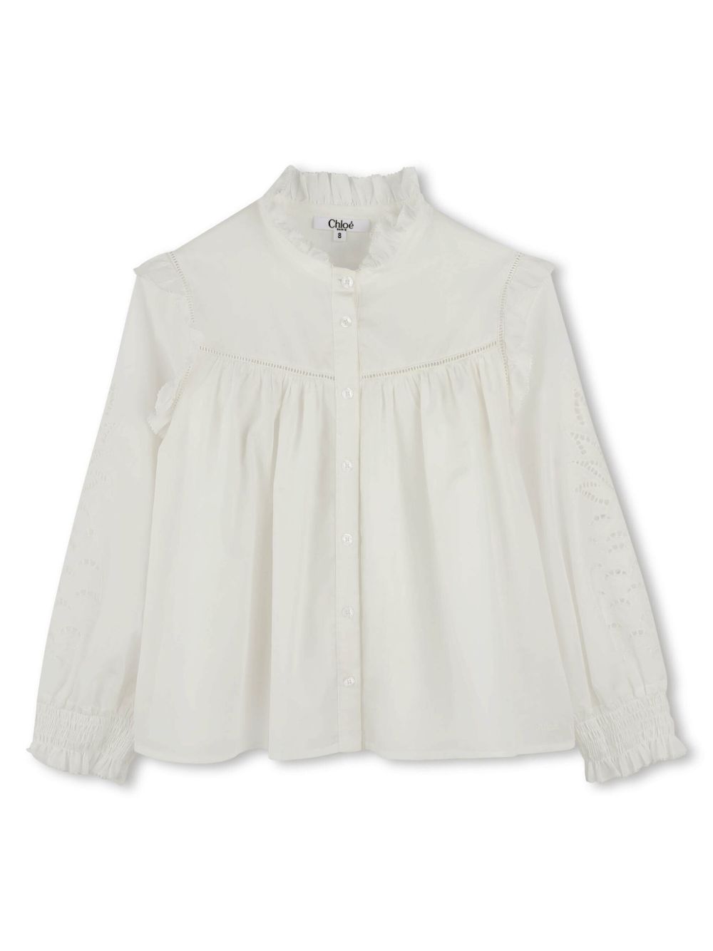 Chloé Kids 荷叶边领罩衫 - 白色
