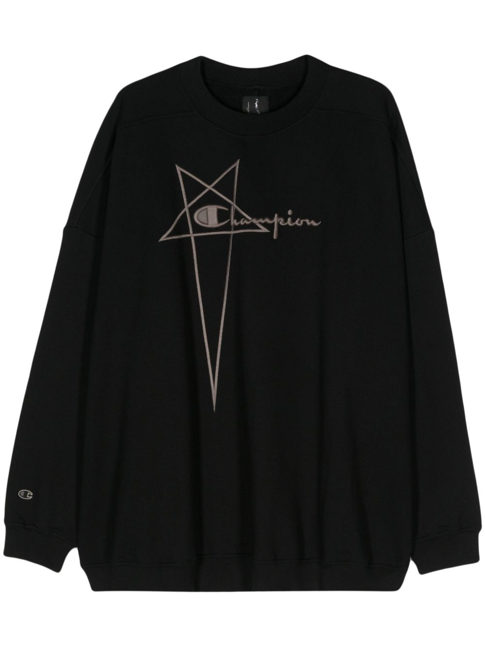 Rick Owens X Champion logo刺绣卫衣 - 黑色