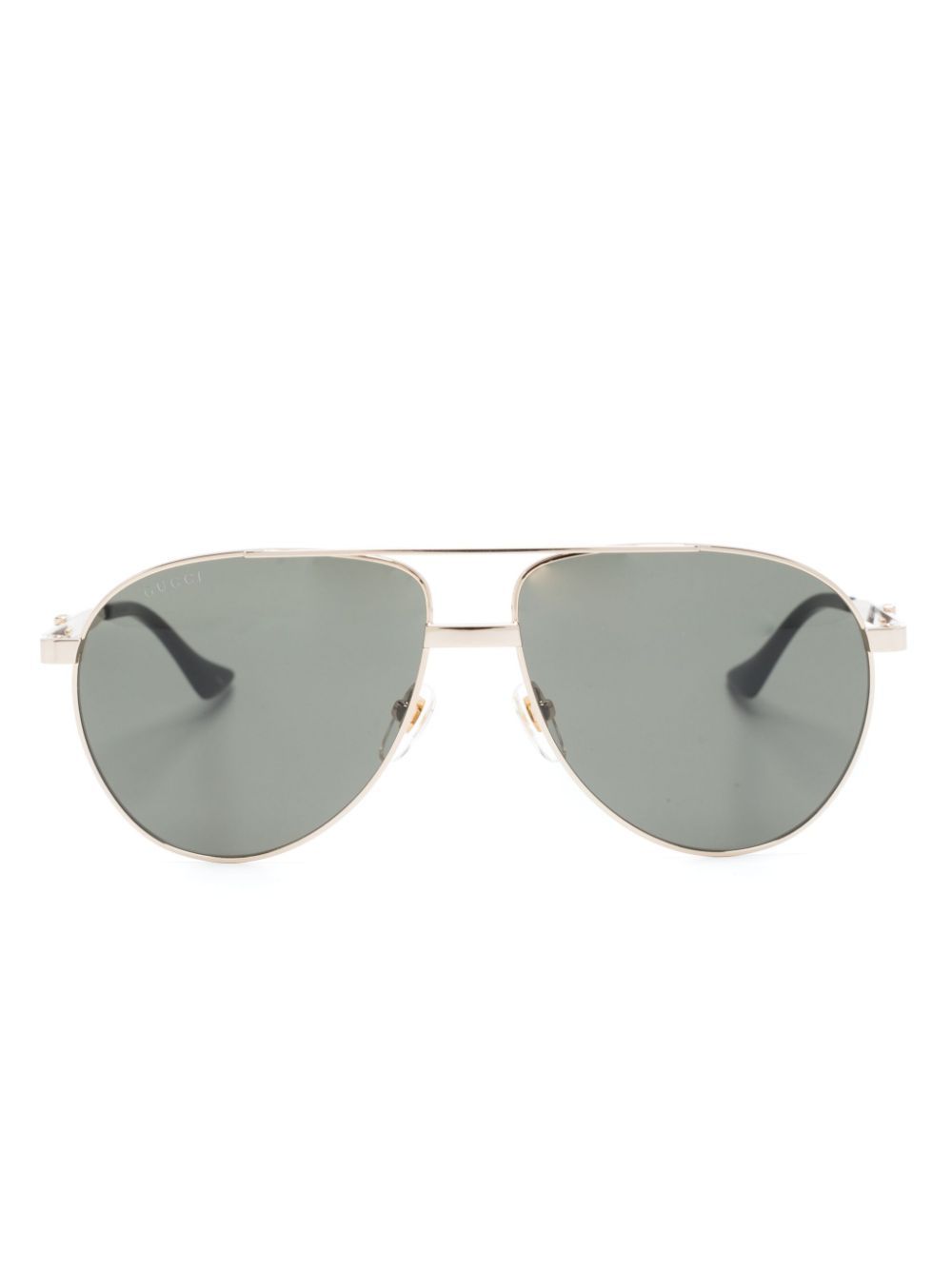 Gucci Eyewear Web 细节飞行员镜框太阳眼镜 - 金色