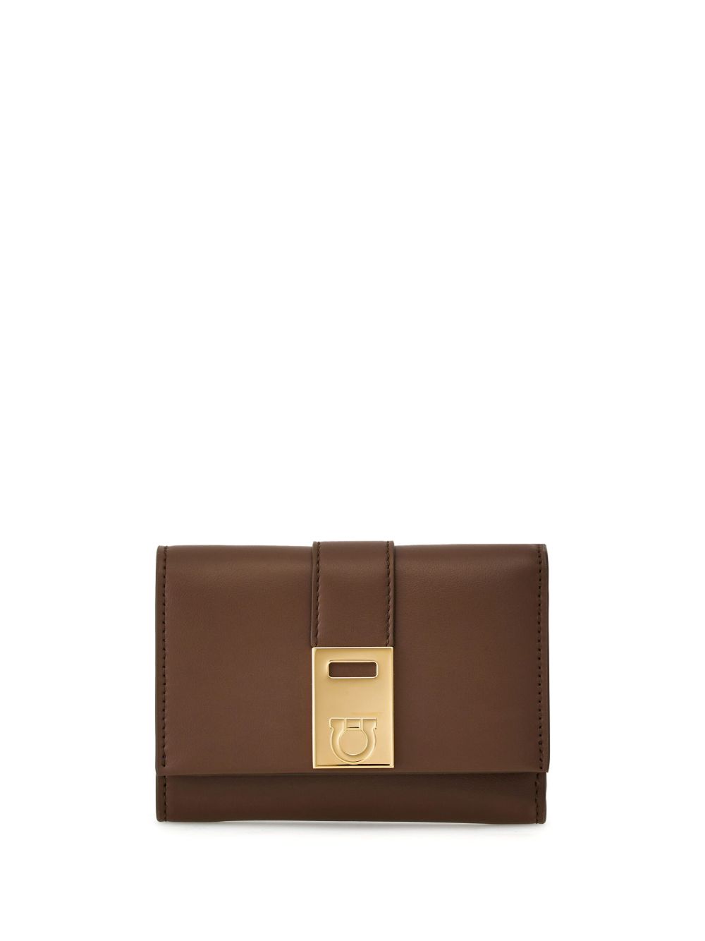 Ferragamo Hug 双色皮质钱包 - 褐色
