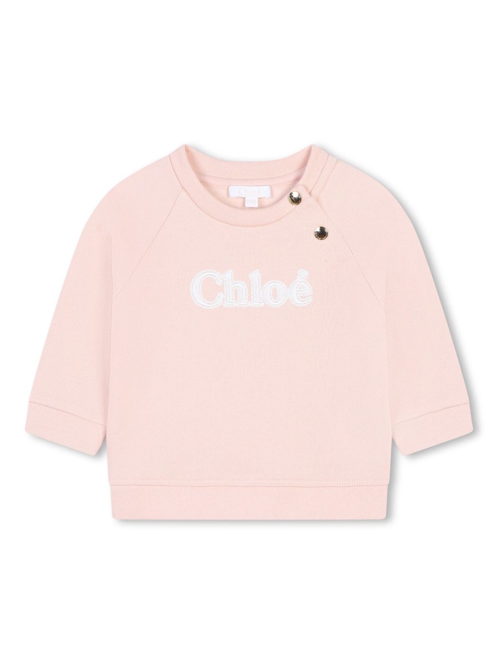 Chloé Kids logo刺绣棉卫衣 - 粉色