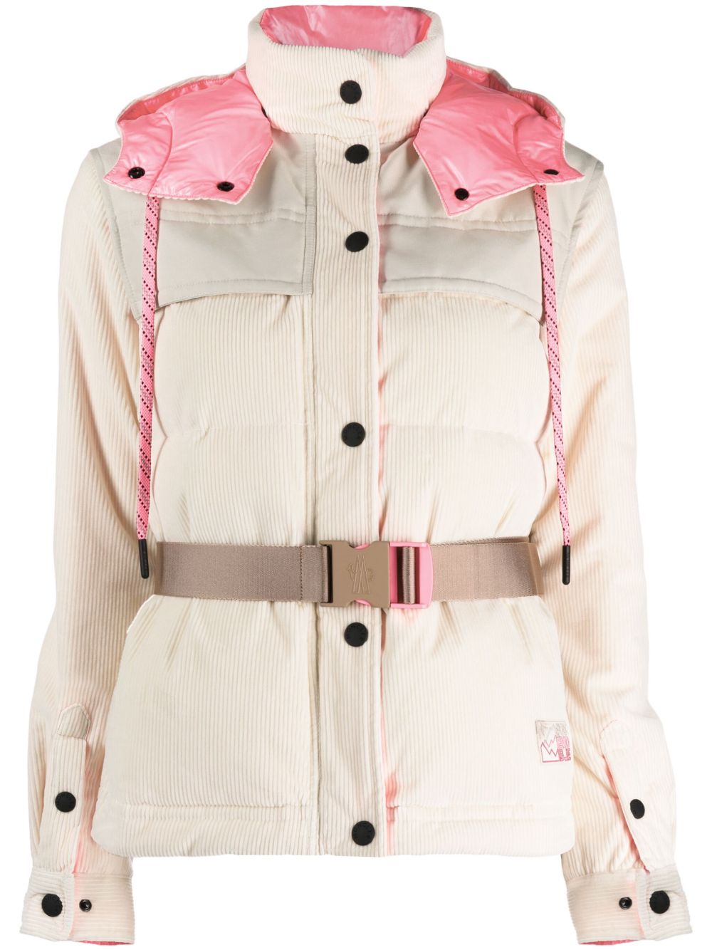 Moncler Grenoble Tetras 灯芯绒连帽蓬松夹克 - 中性色
