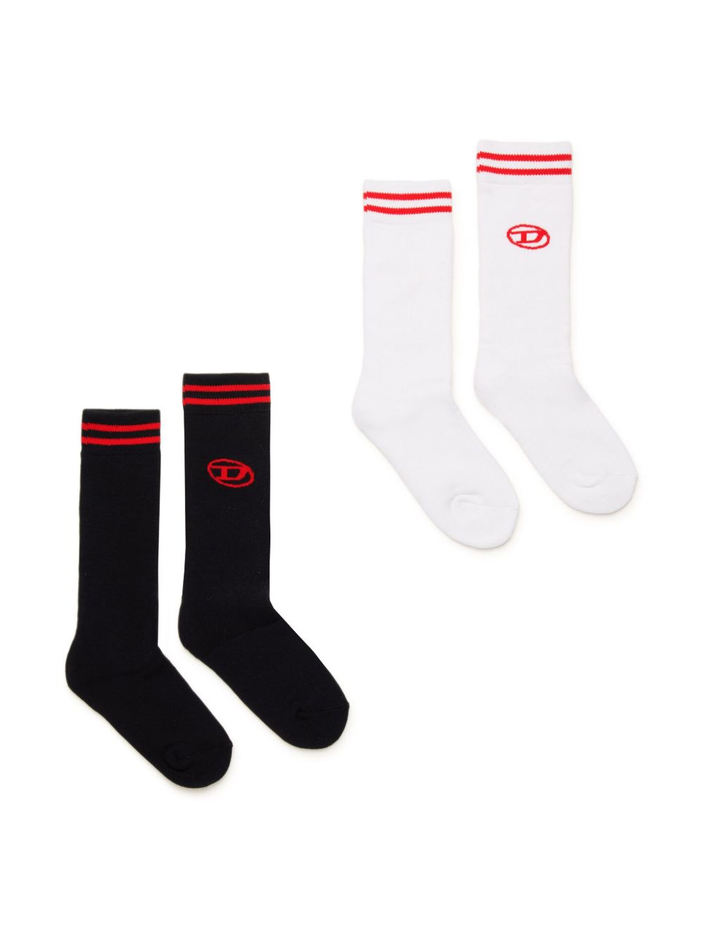 Diesel Kids Oval D logo针织袜（两件装） - 白色