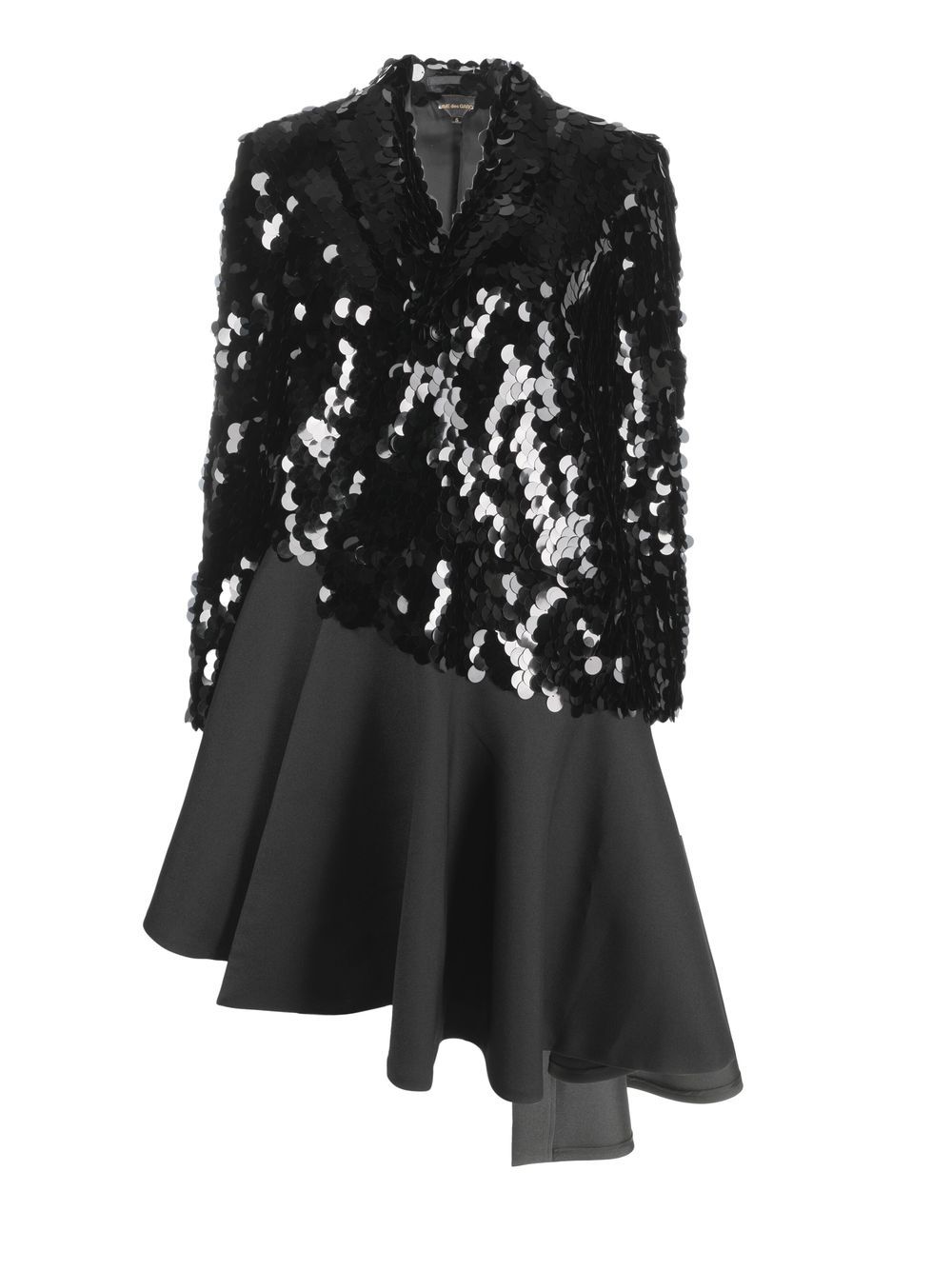 Comme Des Garçons 亮片缀饰中长外套 - 黑色