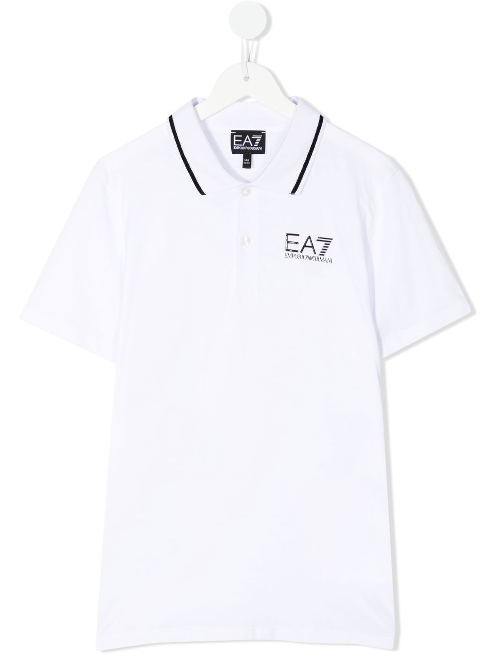 Ea7 Emporio Armani logo印花polo衫 - 白色