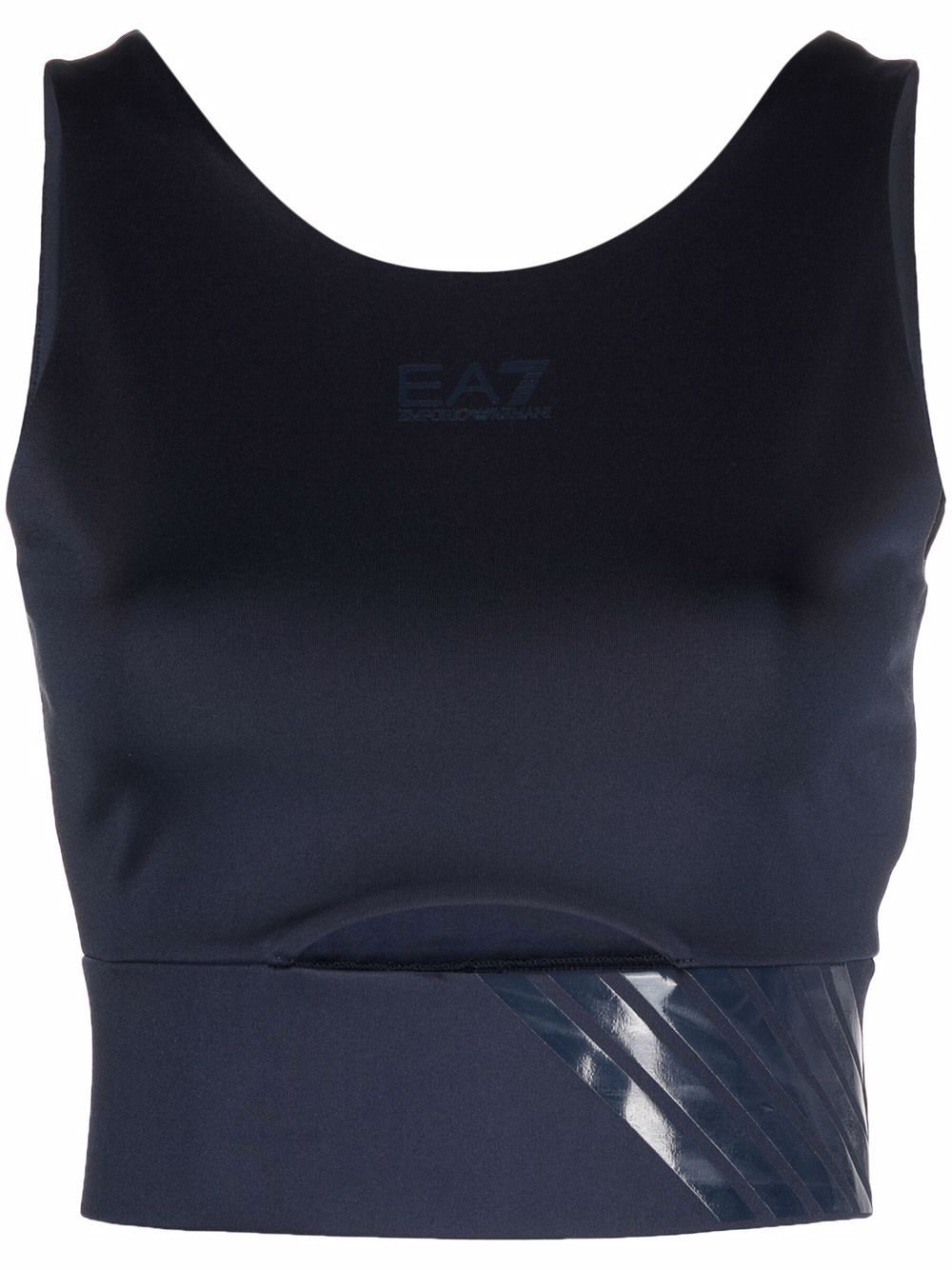 Ea7 Emporio Armani logo印花运动文胸 - 蓝色