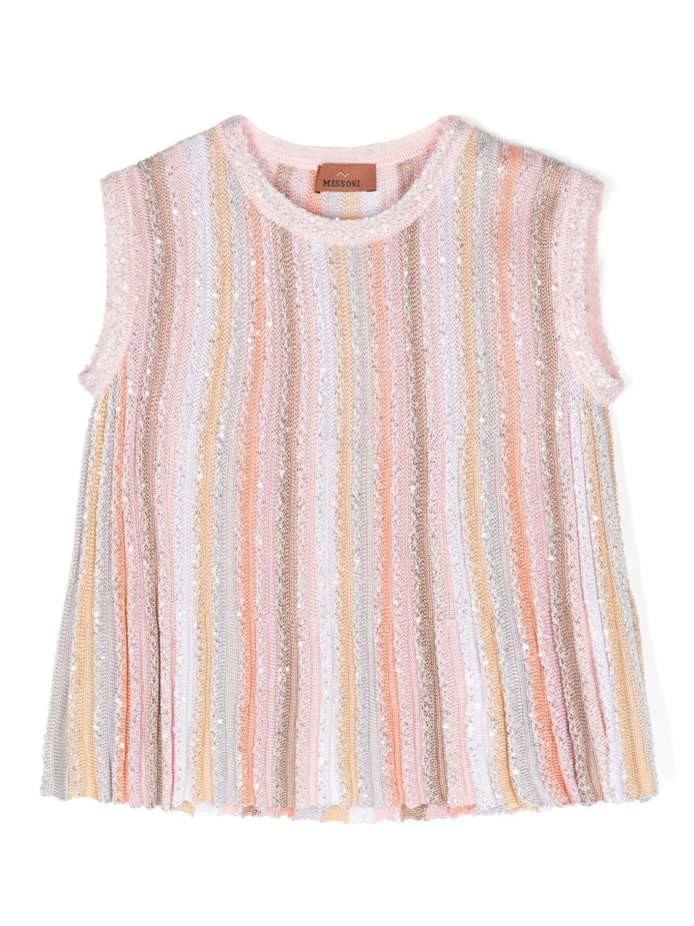 Missoni Kids 亮片缀饰罗纹针织上衣 - 粉色