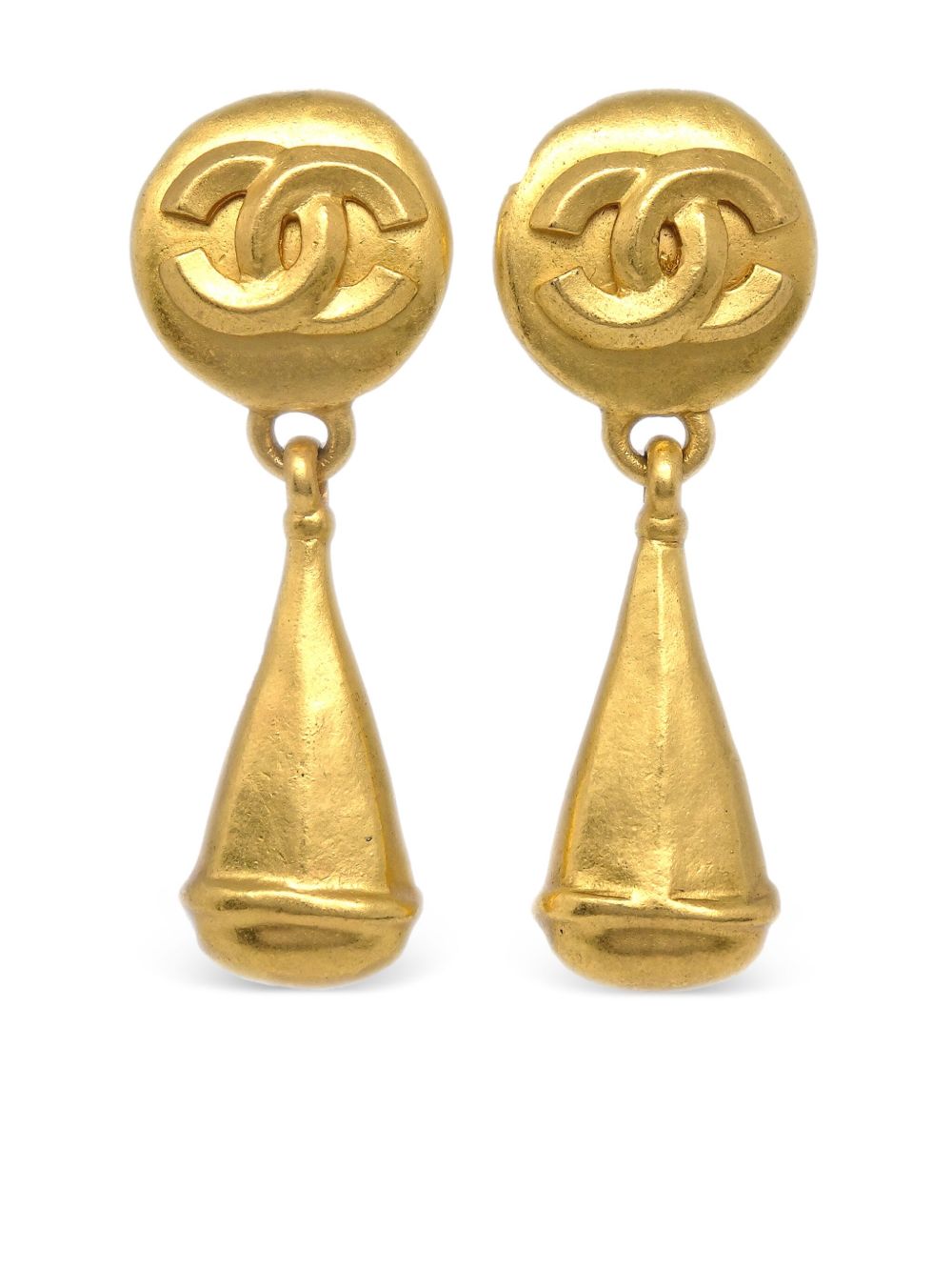 CHANEL Pre-Owned CC-logo 夹扣式吊饰耳环（1996年典藏款） - 金色