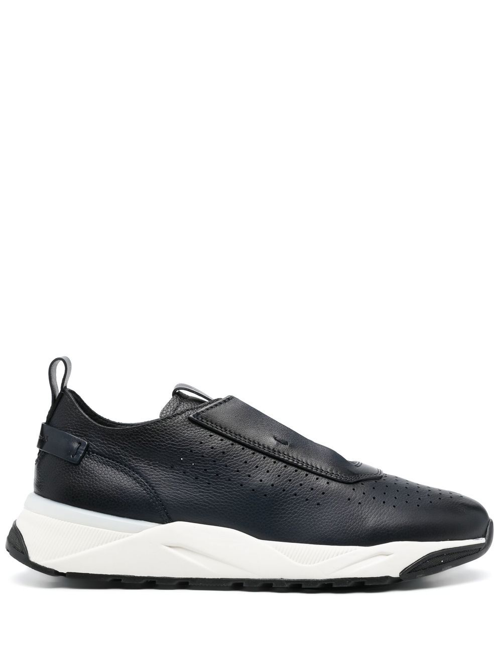 Santoni 低帮皮质运动鞋 - 蓝色