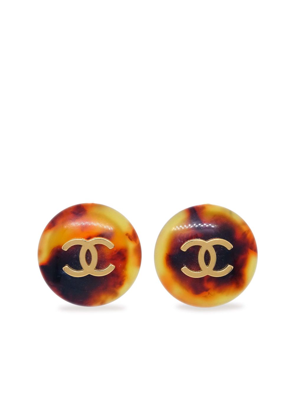 CHANEL Pre-Owned CC-logo夹扣式耳环（1997年典藏款） - 褐色