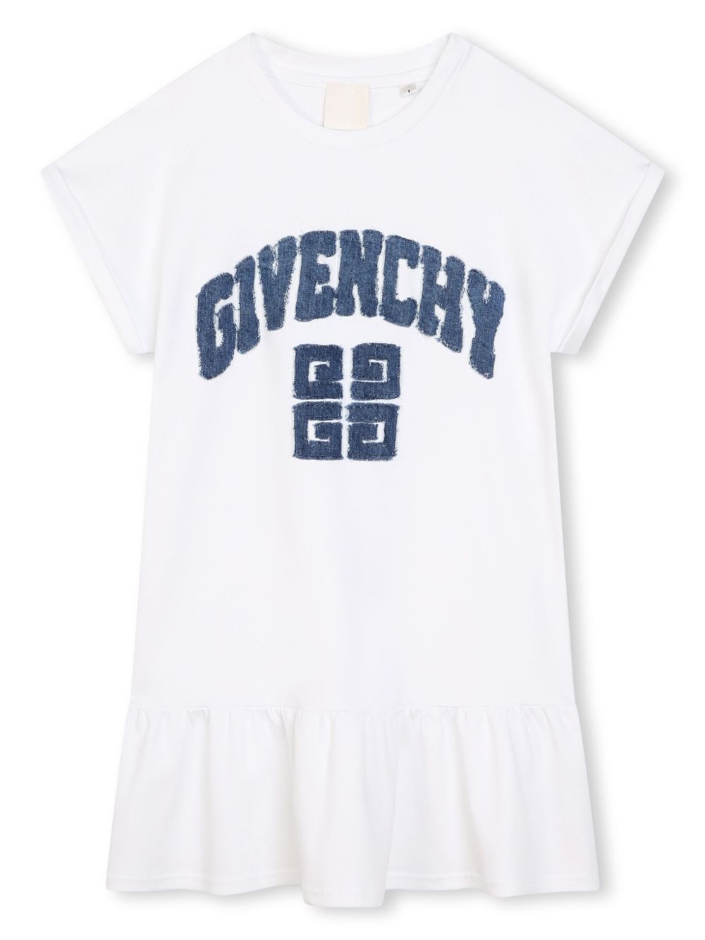 Givenchy Kids logo贴花棉连衣裙 - 白色