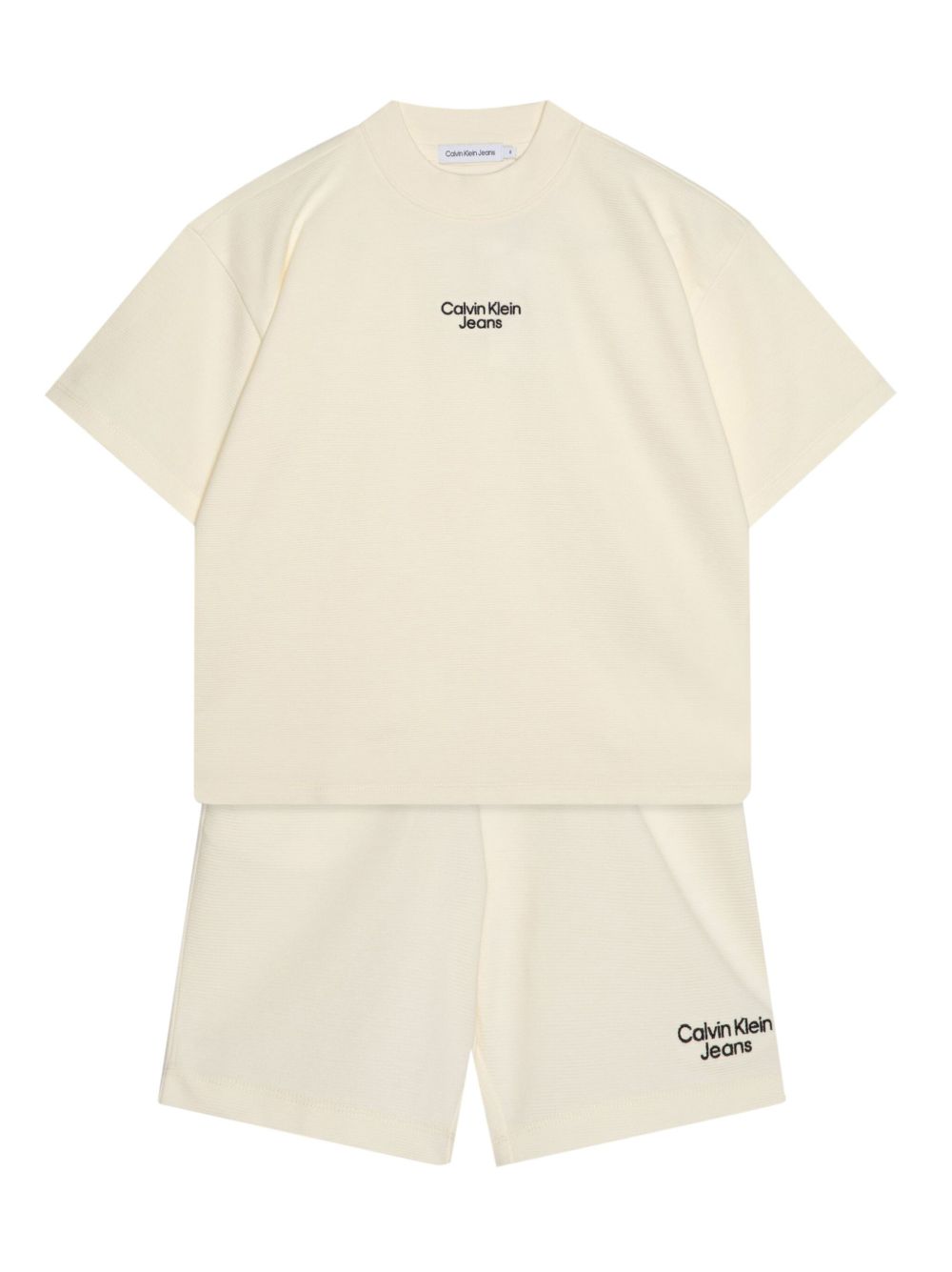 Calvin Klein Kids Ottoman 宽松短裤与T恤套装 - 中性色