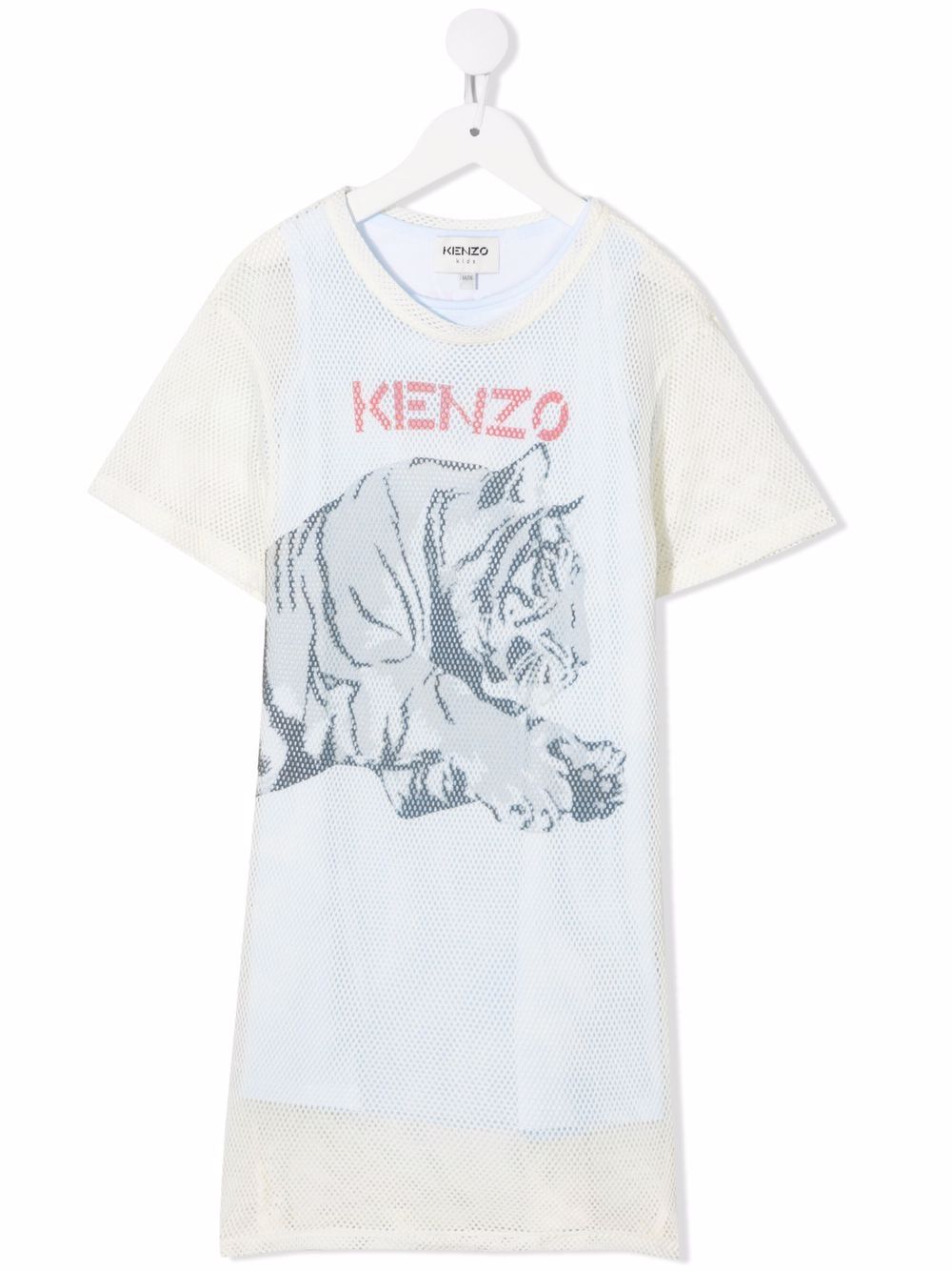 Kenzo Kids 老虎印花T恤式连衣裙 - 中性色