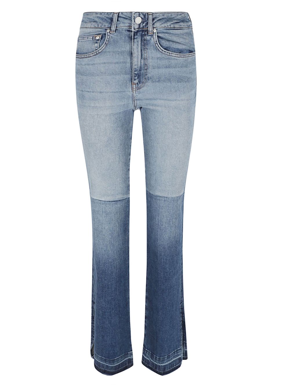 AG Jeans 标贴双色直筒牛仔裤 - 蓝色