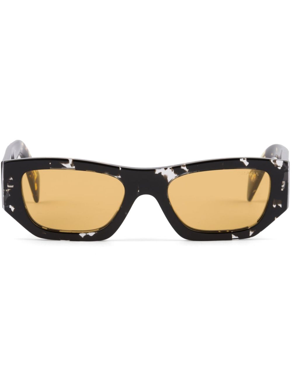 Prada Eyewear 玳瑁纹长方形框太阳眼镜 - 黑色