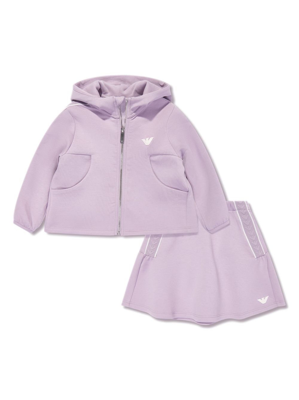 Emporio Armani Kids logo织带平纹针织半身裙（两件装） - 紫色