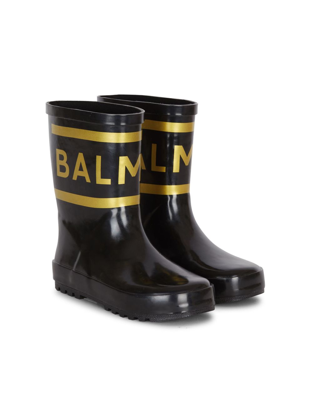 Balmain Kids logo印花雨靴 - 黑色