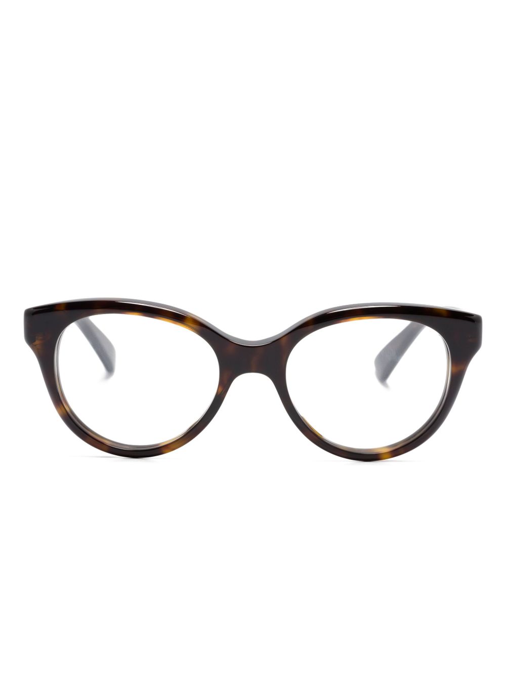 Gucci Eyewear 玳瑁纹圆框眼镜 - 褐色