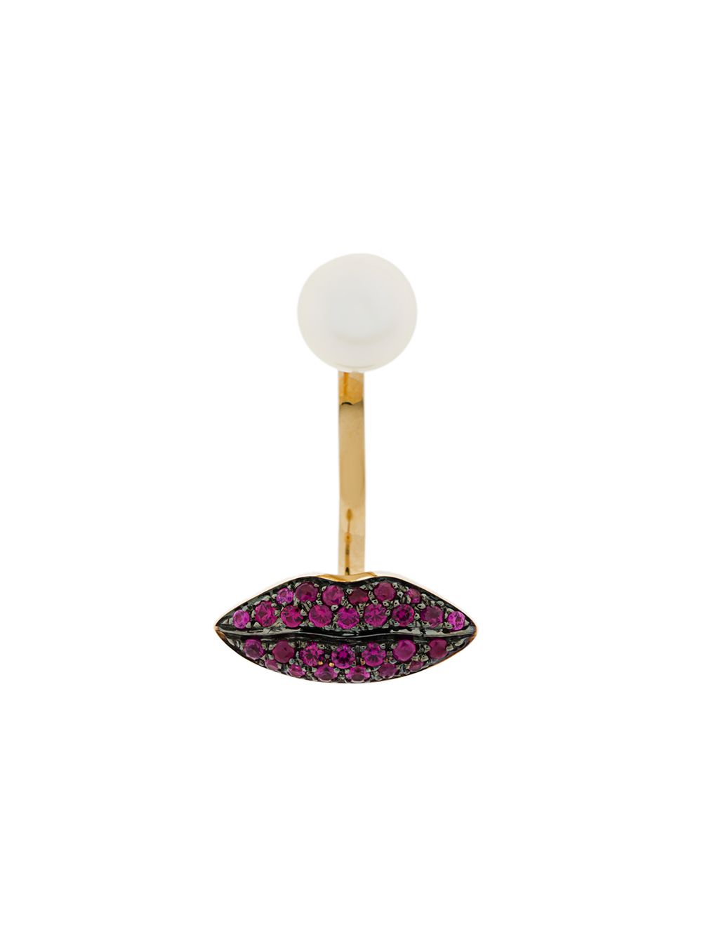 Delfina Delettrez 18kt yellow gold Lips Piercing Earring - 白色