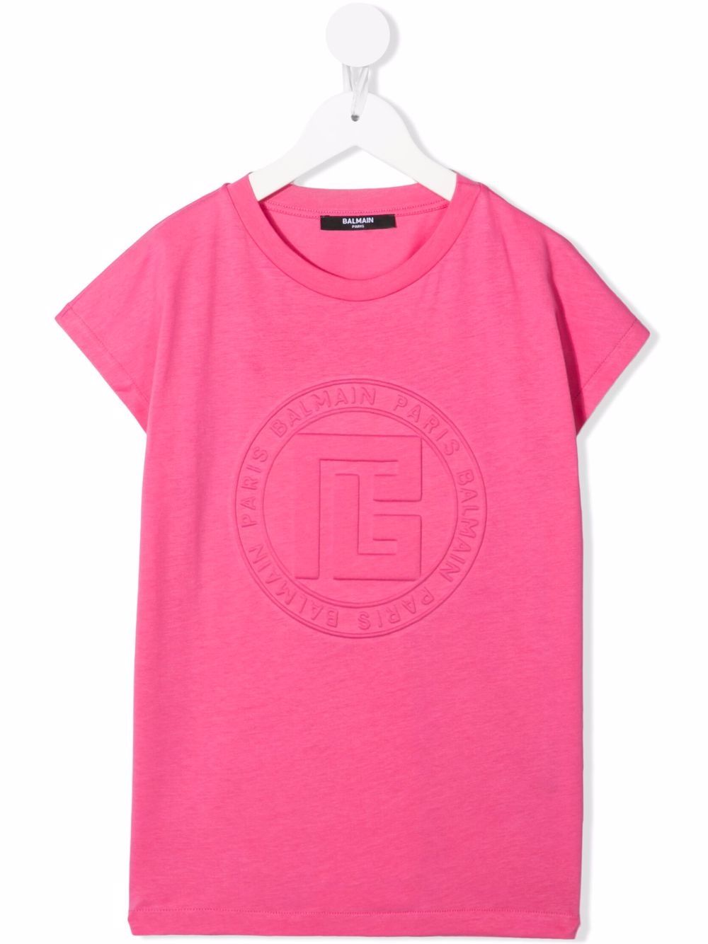 Balmain Kids logo压纹T恤式连衣裙 - 粉色