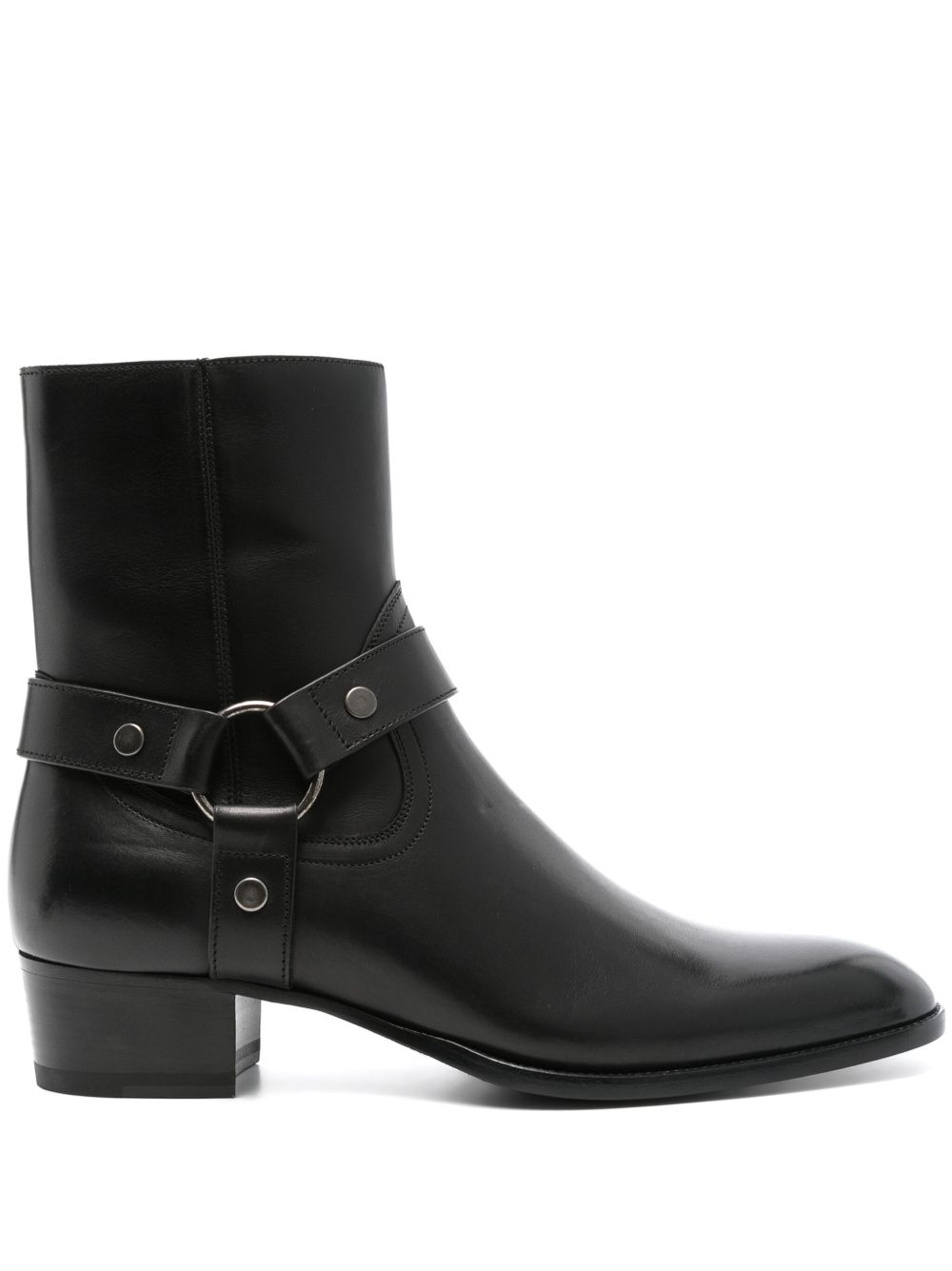 Saint Laurent Wyatt Harness 低跟靴（4厘米） - 黑色