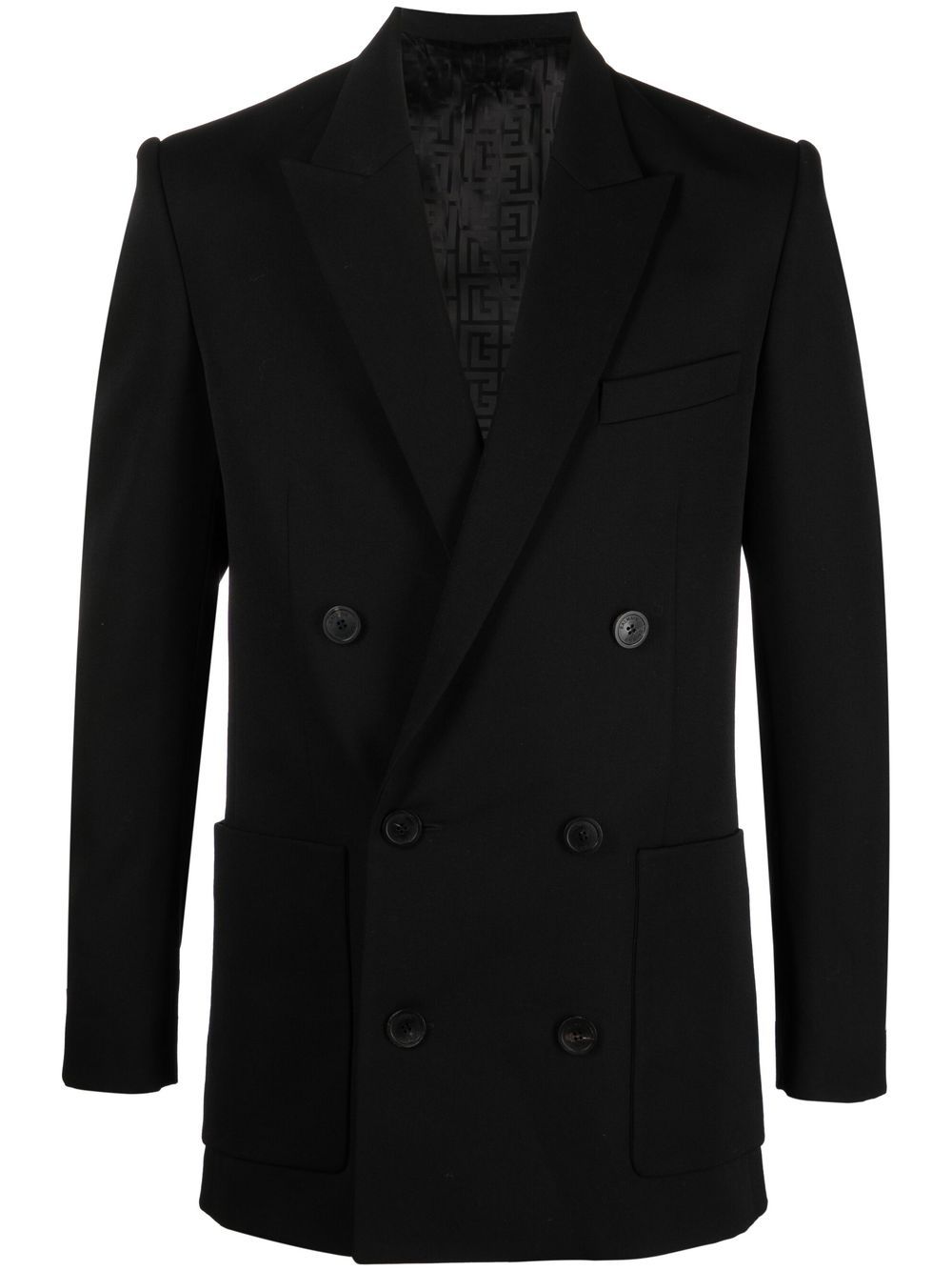 Balmain 巴尔曼 双排扣羊毛西装夹克 - 黑色
