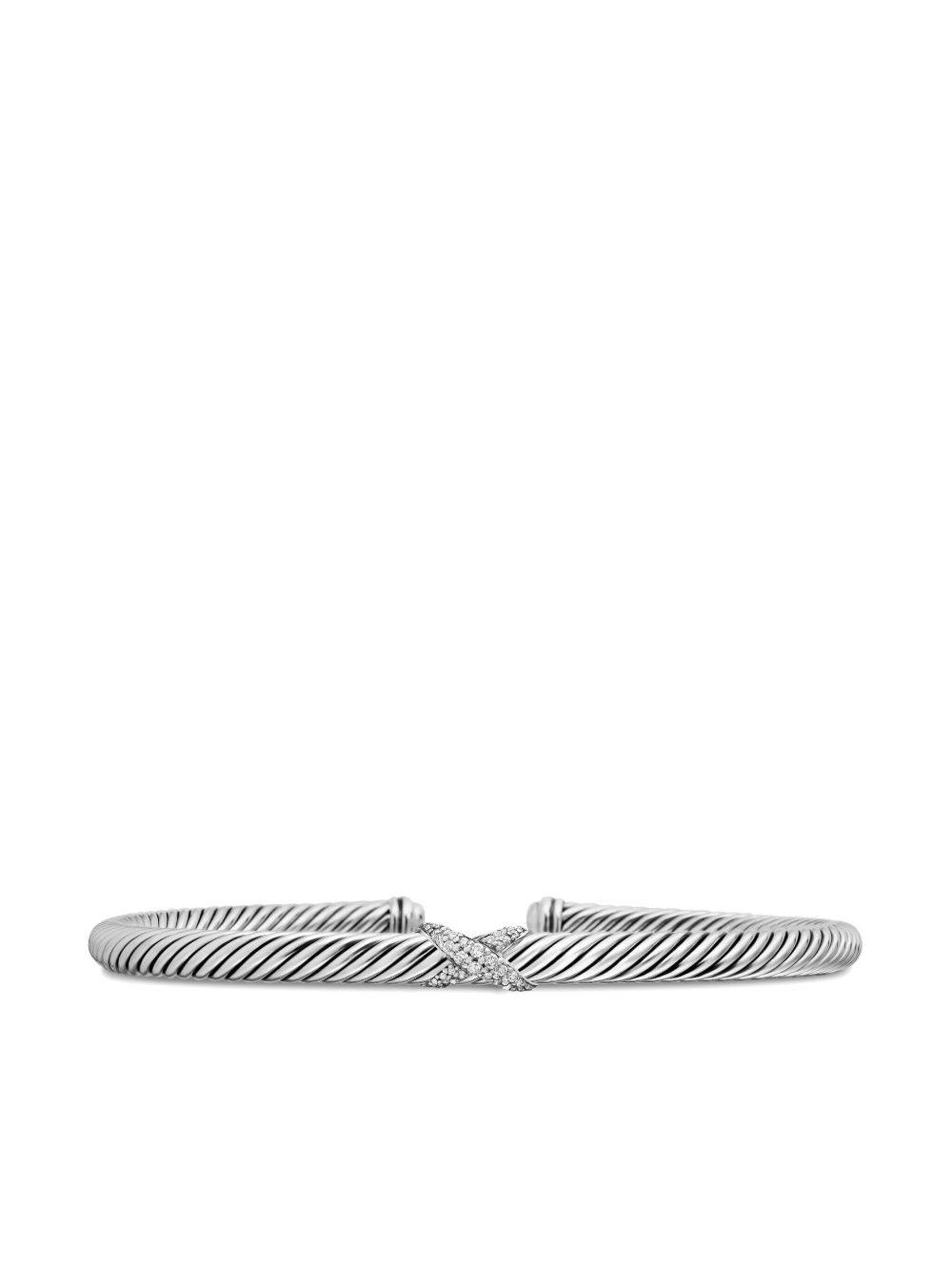 David Yurman Classic Cable Station 手链 - 银色