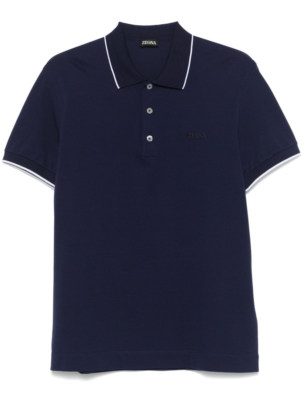 Zegna logo刺绣polo衫 - 蓝色