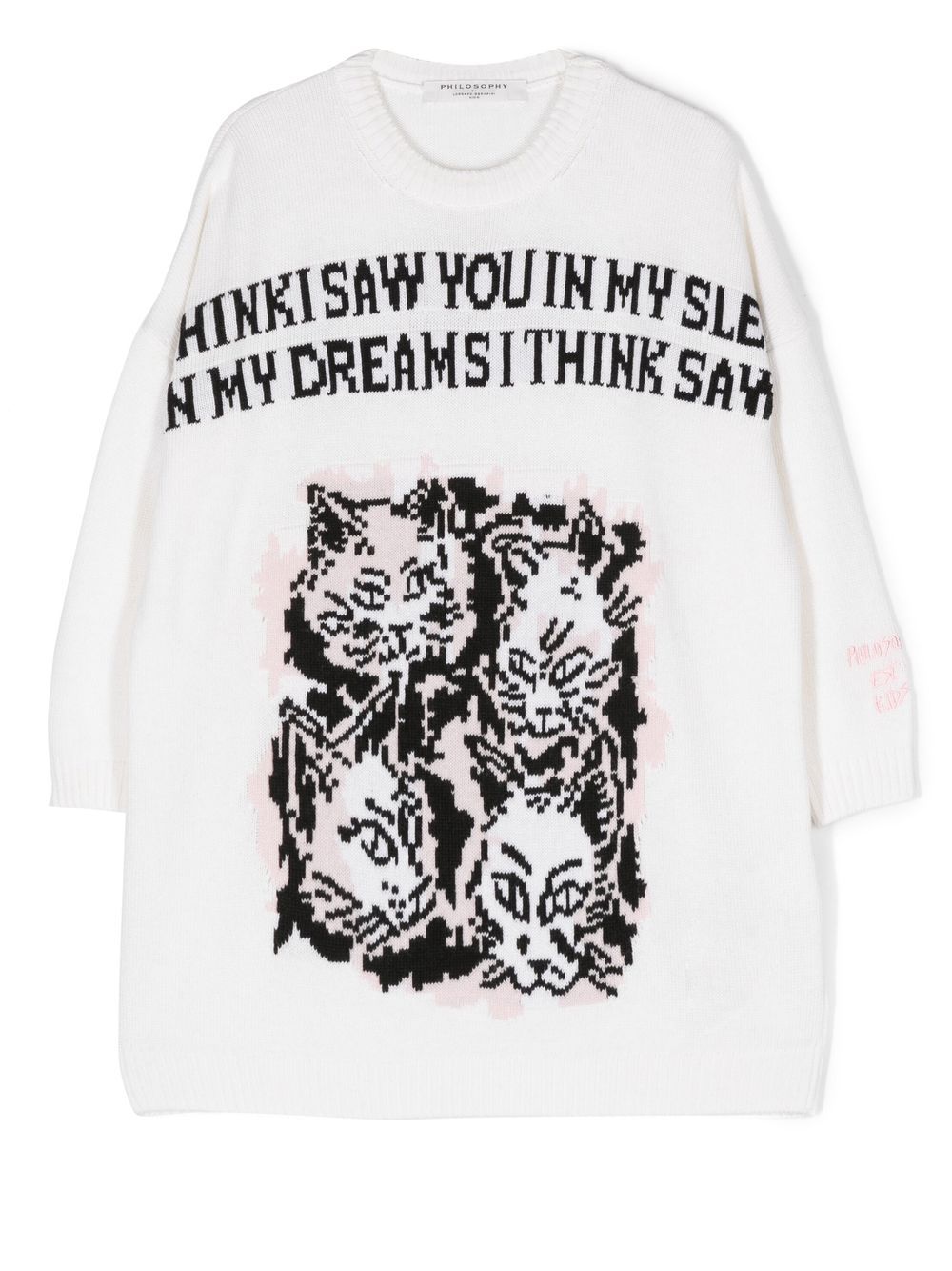 Philosophy Di Lorenzo Serafini Kids 嵌花针织毛衣式连衣裙 - 白色