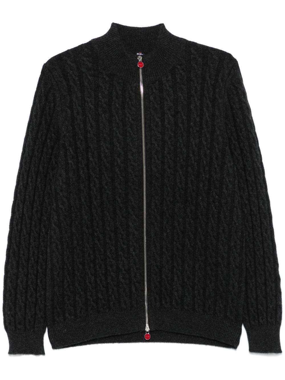 Kiton 粗绞花针织开衫 - 灰色