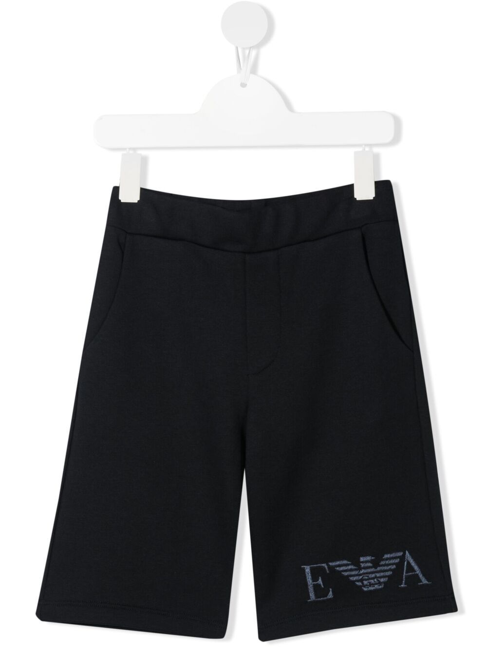 Emporio Armani Kids logo刺绣短裤 - 蓝色