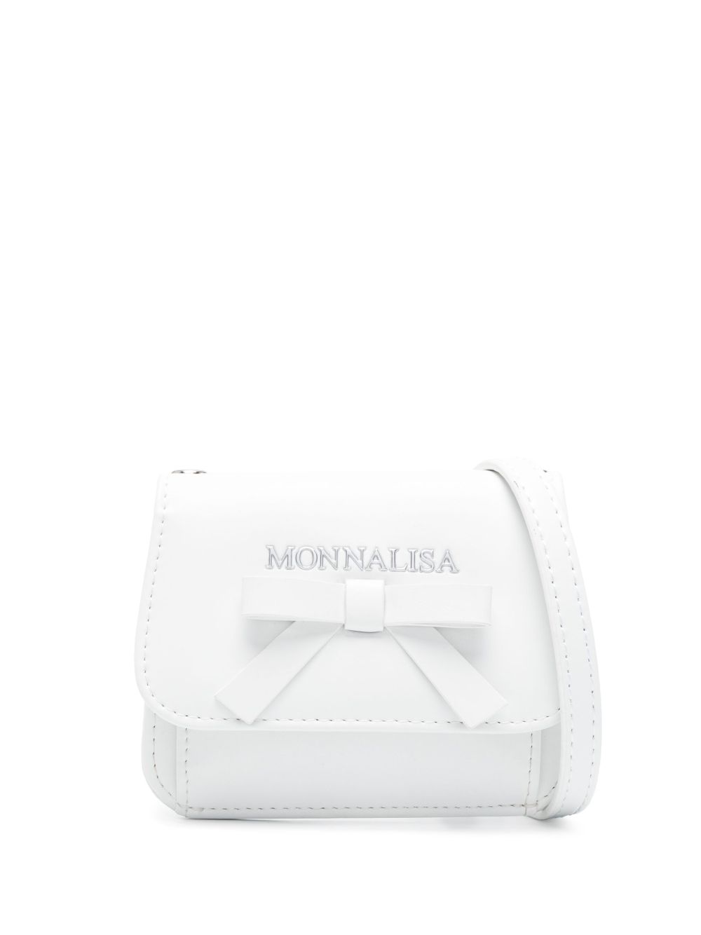 Monnalisa 蝴蝶结细节单肩包 - 白色