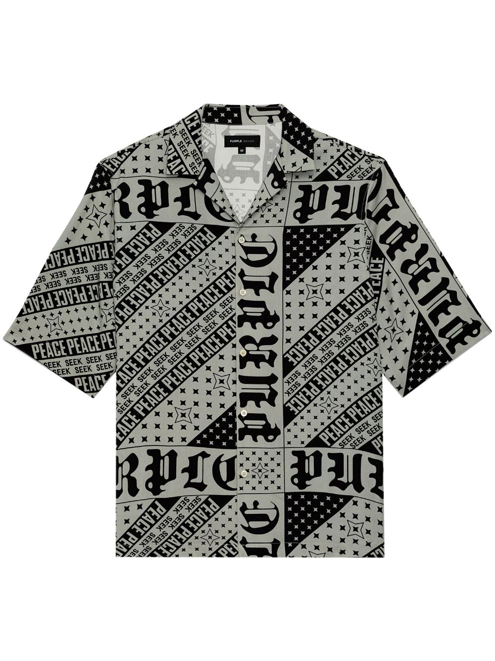 Purple Brand Flag Bandana 排扣棉衬衫 - 灰色