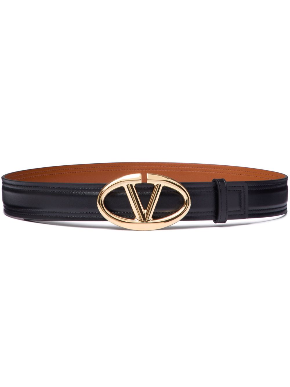 Valentino Garavani VLogo Signature 皮质腰带 - 黑色