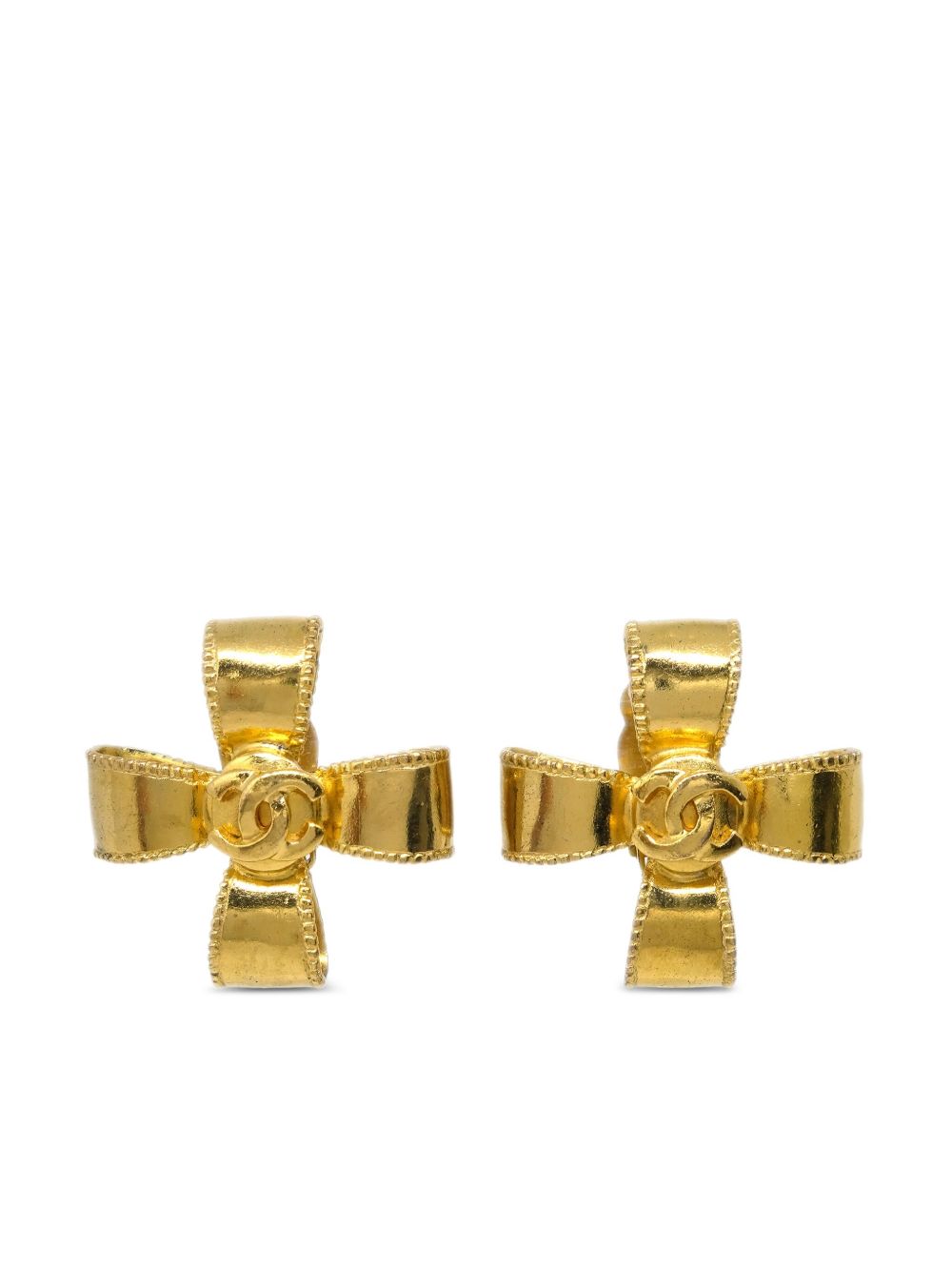 CHANEL Pre-Owned Cross 夹扣式耳环（1997年典藏款） - 金色