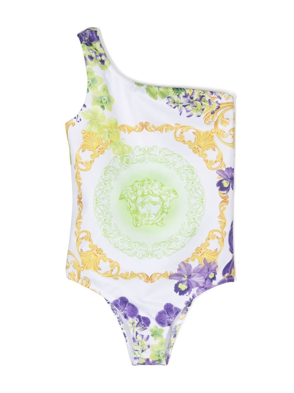 Versace Kids 单肩连体泳衣 - 白色