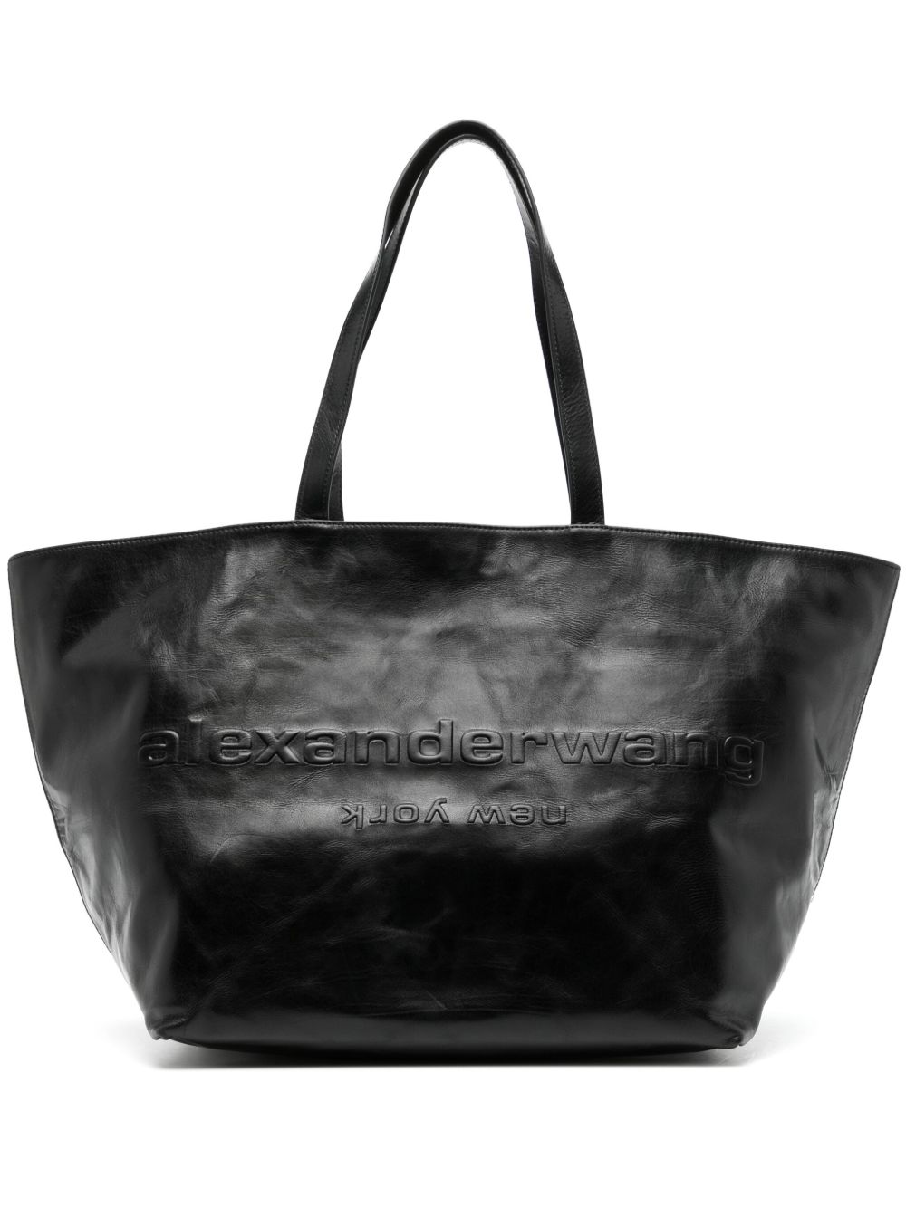 Alexander Wang Punch logo压纹皮质手提包 - 黑色