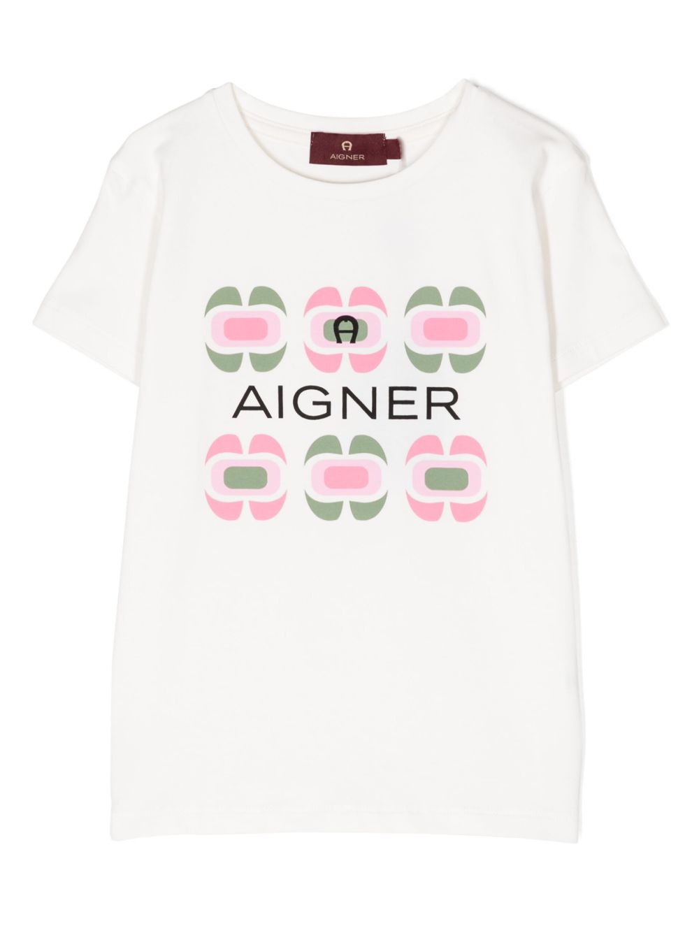 Aigner Kids logo印花棉T恤 - 白色