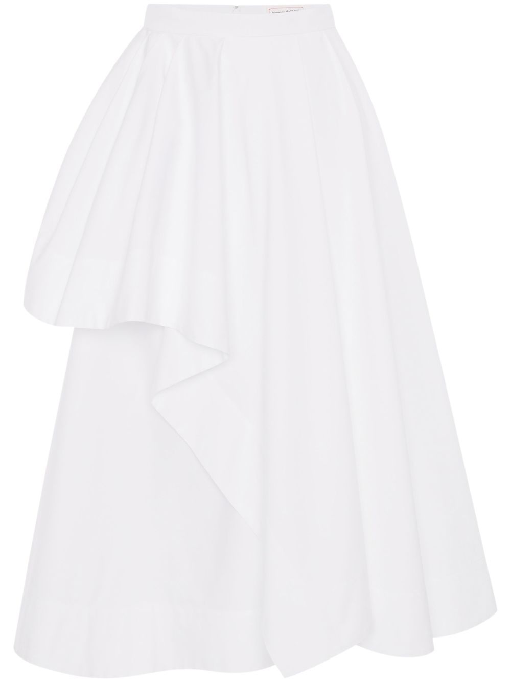 Alexander McQueen 褶饰不对称中长半身裙 - 白色