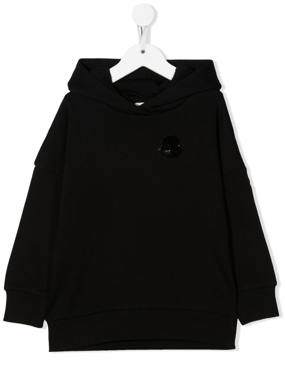 Moncler Enfant 盟可睐 Enfant logo缀饰连帽毛衣式连衣裙 - 黑色