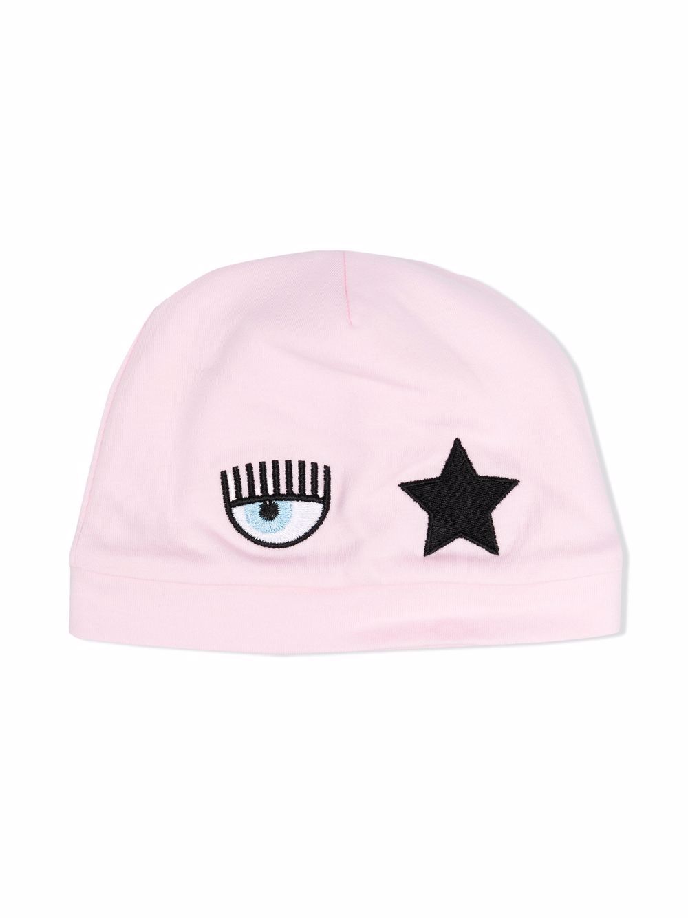 Chiara Ferragni Kids 眼睛刺绣套头帽 - 粉色
