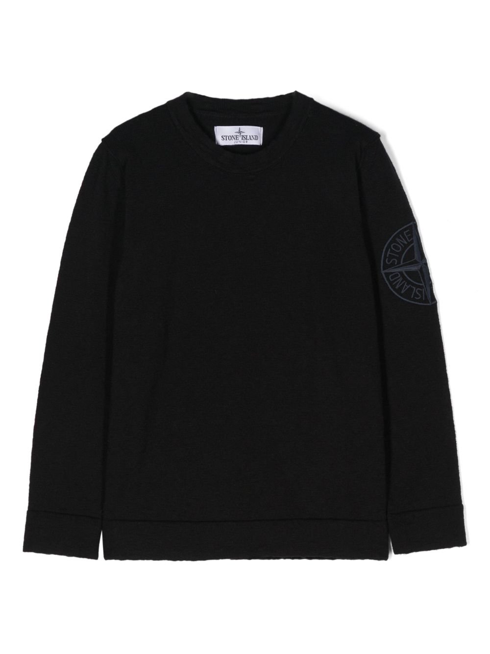 Stone Island Junior 刺绣罗盘毛衣 - 黑色