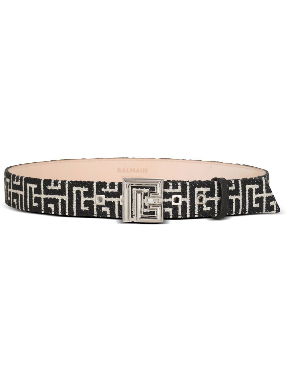 Balmain PB 经典logo提花腰带 - 黑色