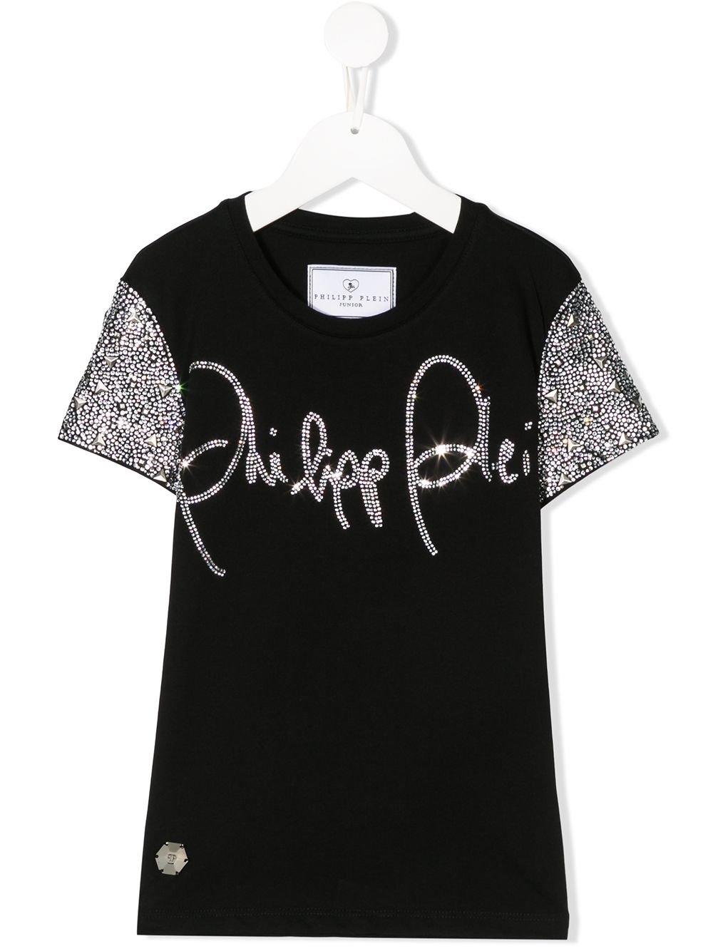 Philipp Plein Junior 镶嵌袖T恤 - 黑色