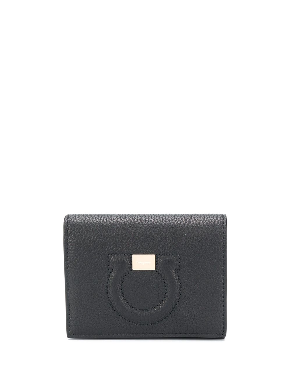 Ferragamo Gancini 浮雕图案纹理钱包 - 黑色