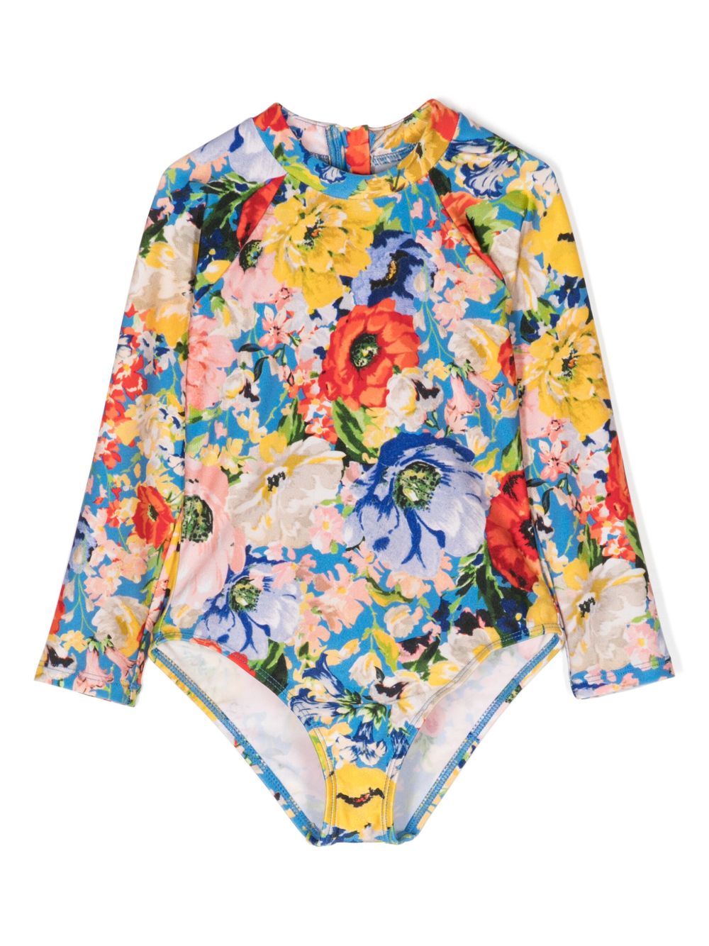 ZIMMERMANN Kids 花卉印花圆领连体泳衣 - 彩色