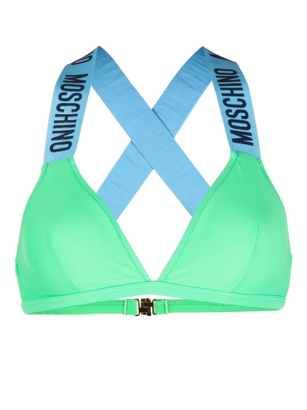 Moschino logo压纹无钢圈比基尼上装 - 绿色
