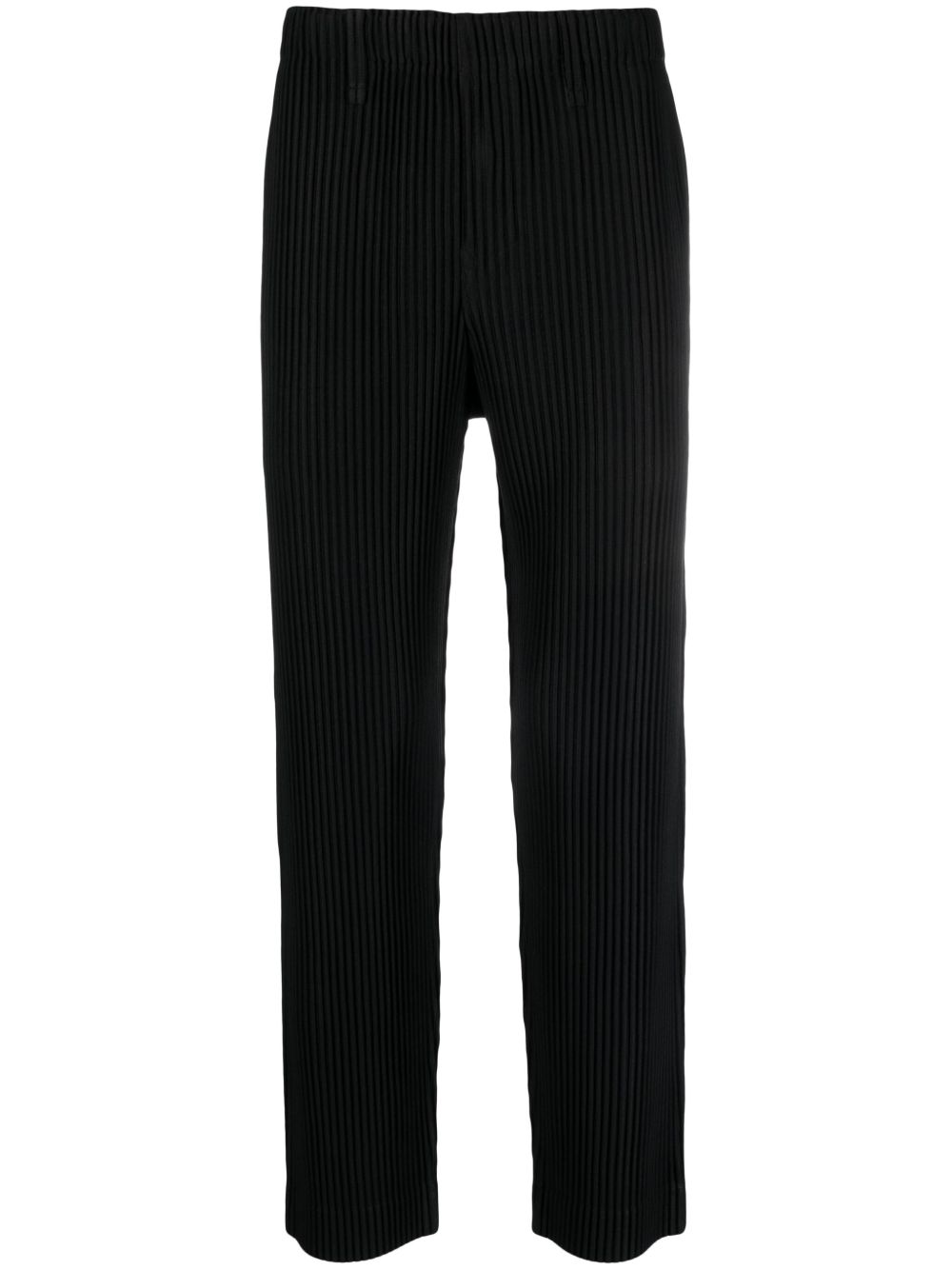 Homme Plissé Issey Miyake MC September 细褶直筒长裤 - 黑色