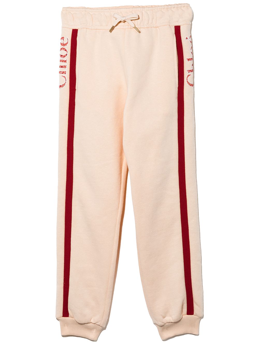Chloé Kids logo侧条纹运动裤 - 粉色