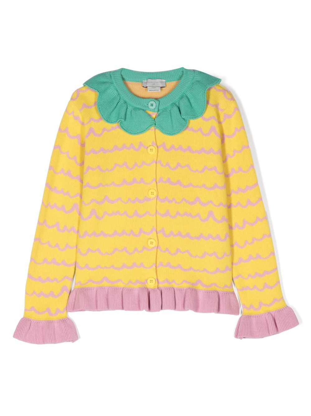 Stella McCartney Kids Pineapple 嵌花针织棉开衫 - 黄色